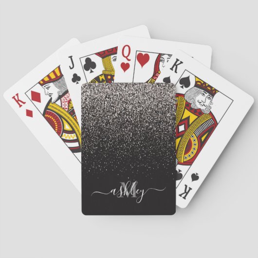 Schwarzer und Silberner Glitzer Spielkarten (Rückseite)