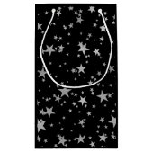Schwarzer und Silberner Himmelsstar Kleine Geschenktüte (Rückseite)