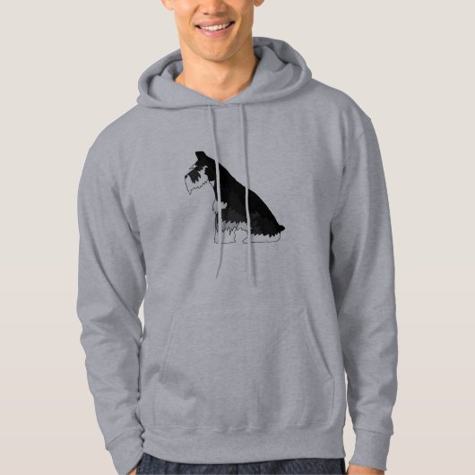 Schwarzer und silberner Schnauzer Hoodie (Vorderseite)