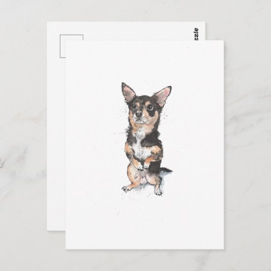Schwarzer und Tan Chihuahua Niedlicher lustiger Hu Postkarte (Vorne/Hinten)