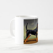 Schwarzer und Tan Coonhound Hund Kaffeetasse (Vorderseite Links)