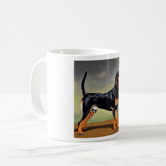 Schwarzer und Tan Coonhound Hund Kaffeetasse (Vorderseite Links)
