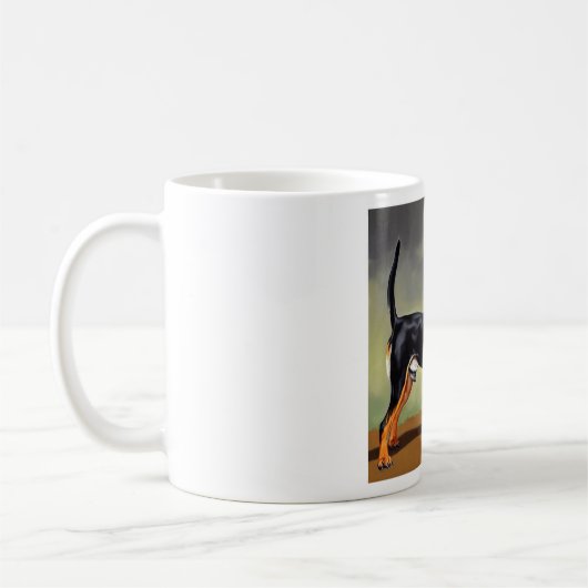 Schwarzer und Tan Coonhound Hund Kaffeetasse (Links)