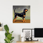 Schwarzer und Tan Coonhound Hund Poster (Heimbüro)