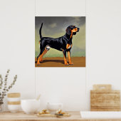 Schwarzer und Tan Coonhound Hund Poster (Küche)
