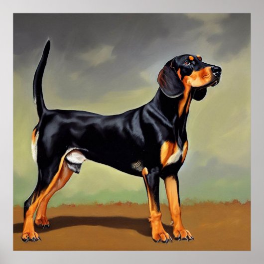 Schwarzer und Tan Coonhound Hund Poster (Vorne)