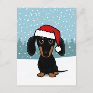 Schwarzer und Tan-Dackel-Feiertags-Wiener-Hund ind Postkarte