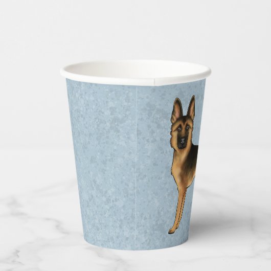 Schwarzer und Tan Deutscher Schäferhund Cartoon Hu Pappbecher (Rechts)