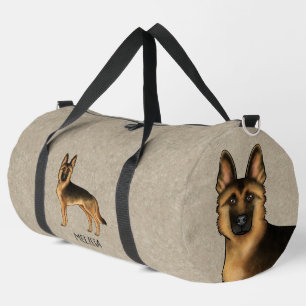 Schwarzer und Tan Deutscher Schäferhund und Name B Duffle Bag