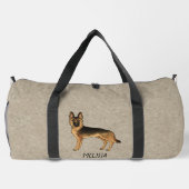 Schwarzer und Tan Deutscher Schäferhund und Name B Duffle Bag (Rückseite)