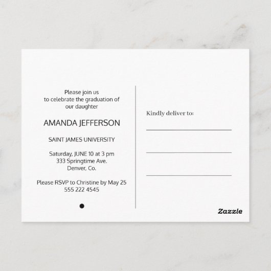 Schwarzer und weißer Abschluss | Mit Monogramm Fot Postkarte (Rückseite)