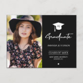 Schwarzer und weißer Abschluss | Mit Monogramm Fot Postkarte (Vorderseite)