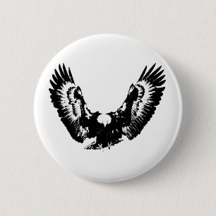 Schwarzer und weißer Adler Button