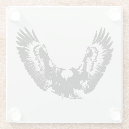 Schwarzer und weißer Adler Glasuntersetzer (Rückseite)