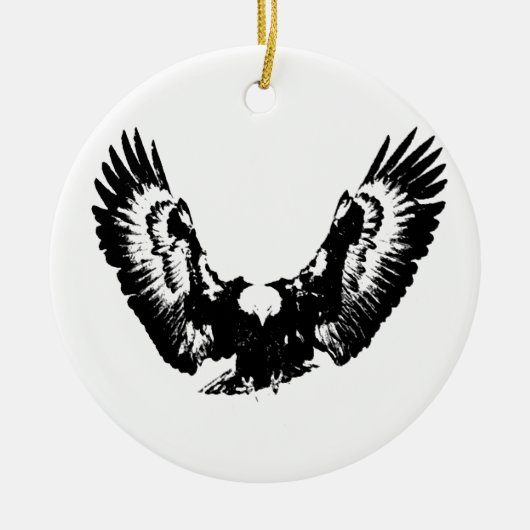 Schwarzer und weißer Adler Keramik Ornament (Vorne)