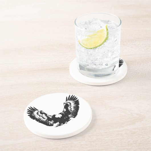 Schwarzer und weißer Adler Sandstein Untersetzer (Seite)