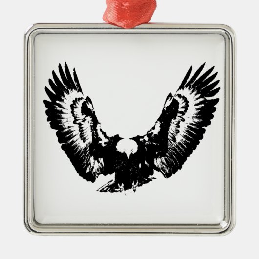 Schwarzer und weißer Adler Silbernes Ornament (Vorne)