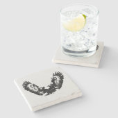 Schwarzer und weißer Adler Steinuntersetzer (Seitenansicht)