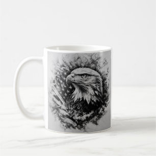 Schwarzer und weißer Amerikanischer Fahnenadler Kaffeetasse