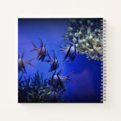 Schwarzer und weißer Angelfisch im tiefen Blauen M Notizblock (Rückseite)