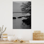 Schwarzer und weißer Baum über der Bucht #5845 Poster (Küche)