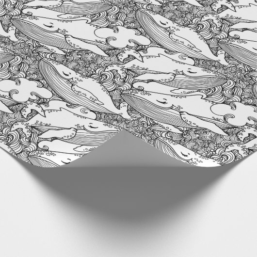 Schwarzer und weißer Buckelwal Geschenkpapier (Ecke)