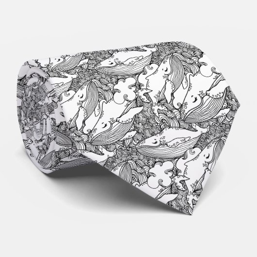 Schwarzer und weißer Buckelwal Krawatte (Gerollt)