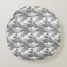 Schwarzer und weißer Buckelwal Rundes Kissen