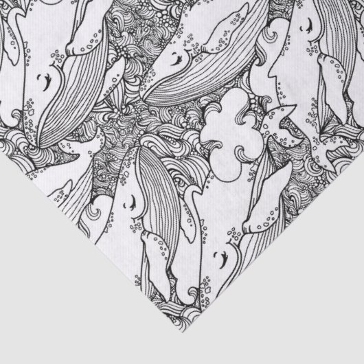 Schwarzer und weißer Buckelwal Seidenpapier (Detail)