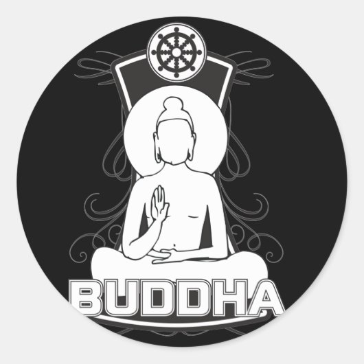 Schwarzer und weißer Buddha Runder Aufkleber (Vorderseite)