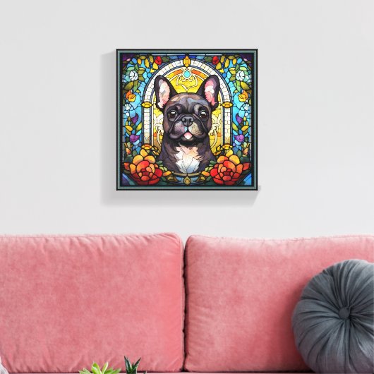 Schwarzer und weißer Bulldog Leinwanddruck (Insitu (Wohnzimmer))