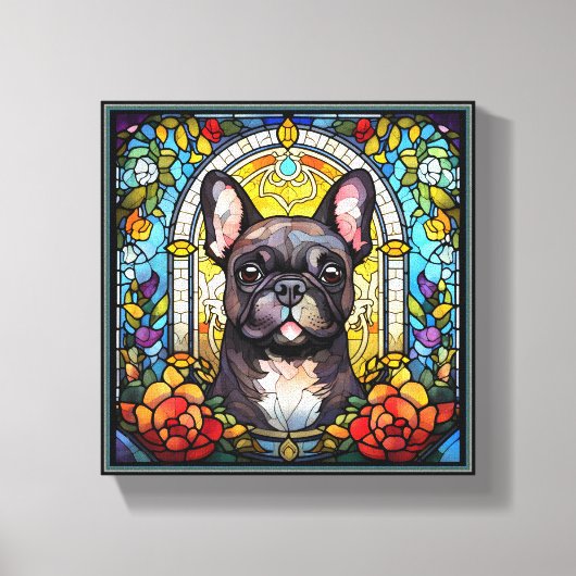 Schwarzer und weißer Bulldog Leinwanddruck (Vorderseite)