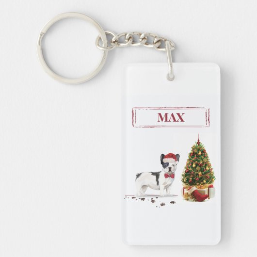 Schwarzer und weißer Bulldogge Schlüsselanhänger (Vorderseite)