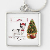 Schwarzer und weißer Bulldogge Schlüsselanhänger (Vorne)