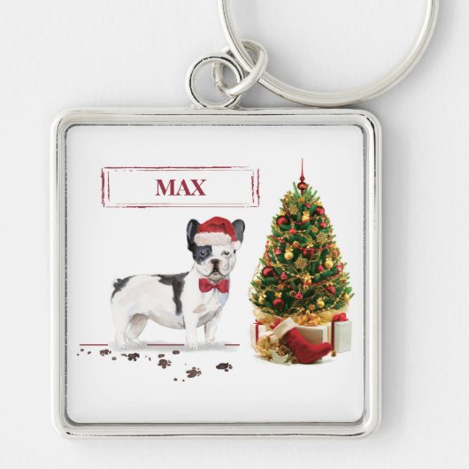 Schwarzer und weißer Bulldogge Schlüsselanhänger (Vorne)