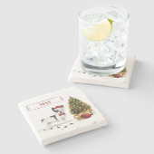 Schwarzer und weißer Bulldogge Steinuntersetzer (Seitenansicht)