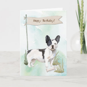 Schwarzer und weißer Bulldoghund zum Geburtstag Karte