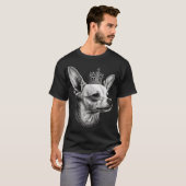 Schwarzer und weißer Chihuahua-Hund auf Kronchihua T-Shirt (Vorne ganz)