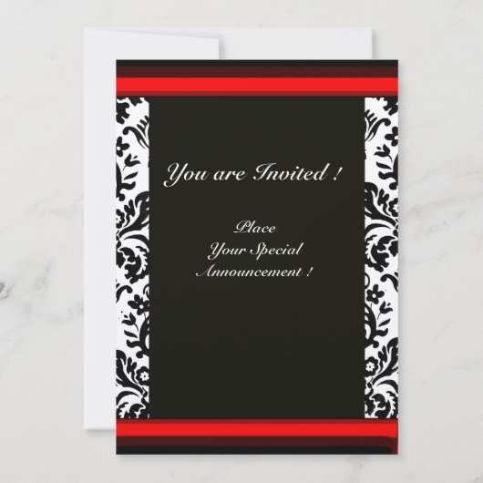 SCHWARZER UND WEISSER DAMASK, ROT-WAX-SIEGEL-MONOG EINLADUNG (Rückseite)