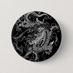 Schwarzer und Weißer Drache Button