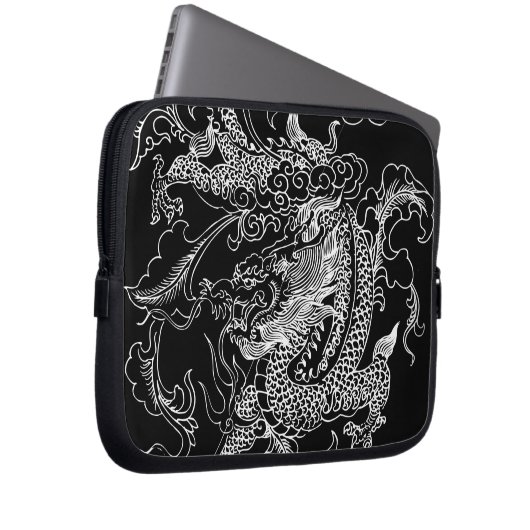 Schwarzer und Weißer Drache Laptopschutzhülle (Vorne Rechts)