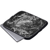Schwarzer und Weißer Drache Laptopschutzhülle (Vorne Knopf)