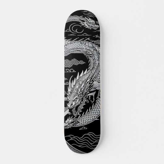 Schwarzer und Weißer Drache Skateboard (Vorne)