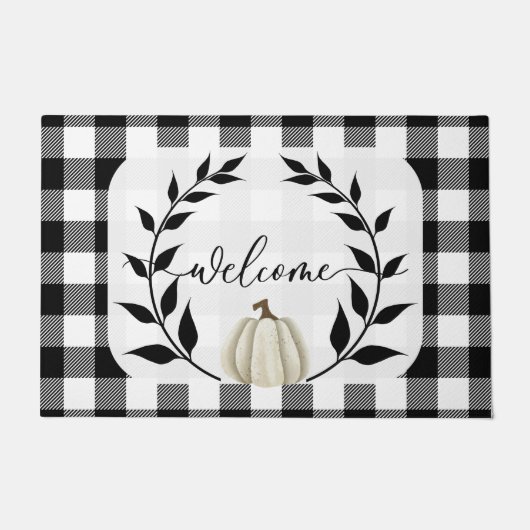 Schwarzer und weißer Fall Begrüßungsmat Herbstpump Fußmatte (Vorderseite)