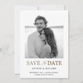 Schwarzer und weißer Foto - Goldtext Save the Date (Vorderseite)