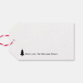 Schwarzer und weißer froher Weihnachtsbaum Geschenkanhänger (Rückseite Horizontal)