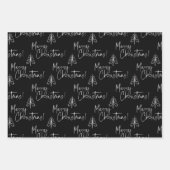 Schwarzer und weißer froher Weihnachtsbaum Geschenkpapier Set (Vorderseite)