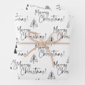 Schwarzer und weißer froher Weihnachtsbaum Geschenkpapier Set (Beispiel)