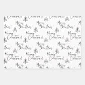 Schwarzer und weißer froher Weihnachtsbaum Geschenkpapier Set (Vorderseite)