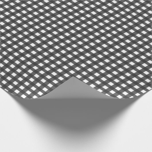 Schwarzer und weißer Gingham-Karo Geschenkpapier (Ecke)
